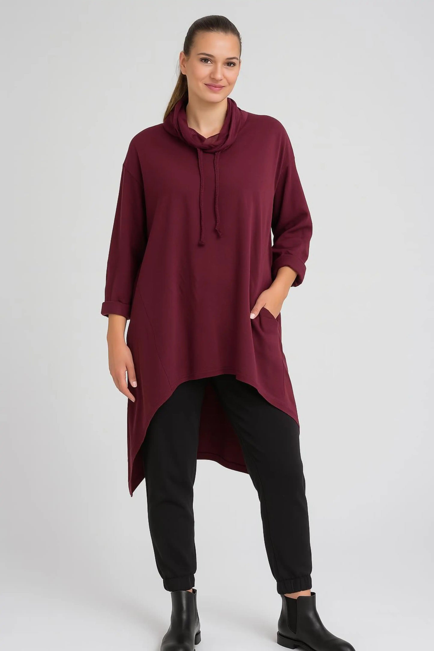 Made in Italy Cowl Sweat Tunic