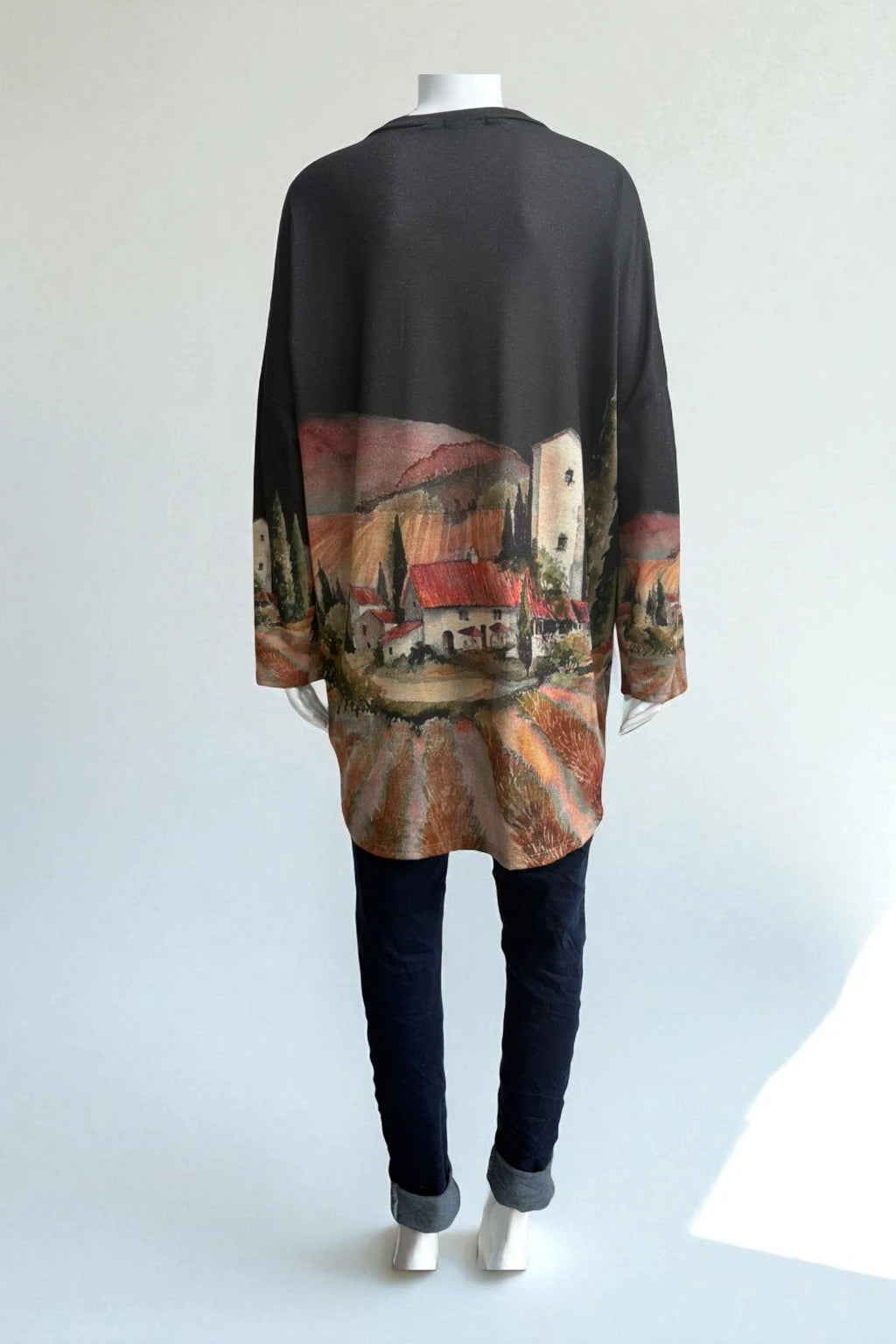 Made in Italy V Neck Print Top
