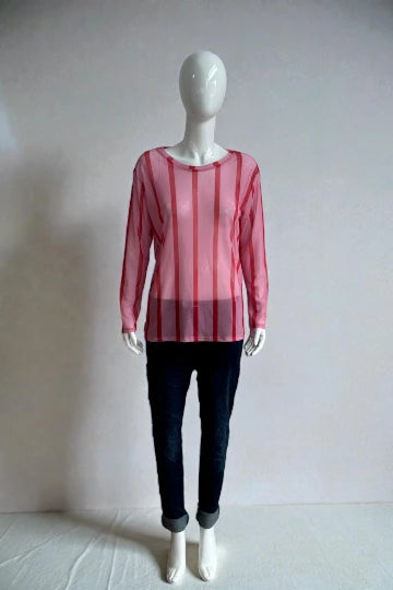 Made in Italy stripe Print Mesh Tops