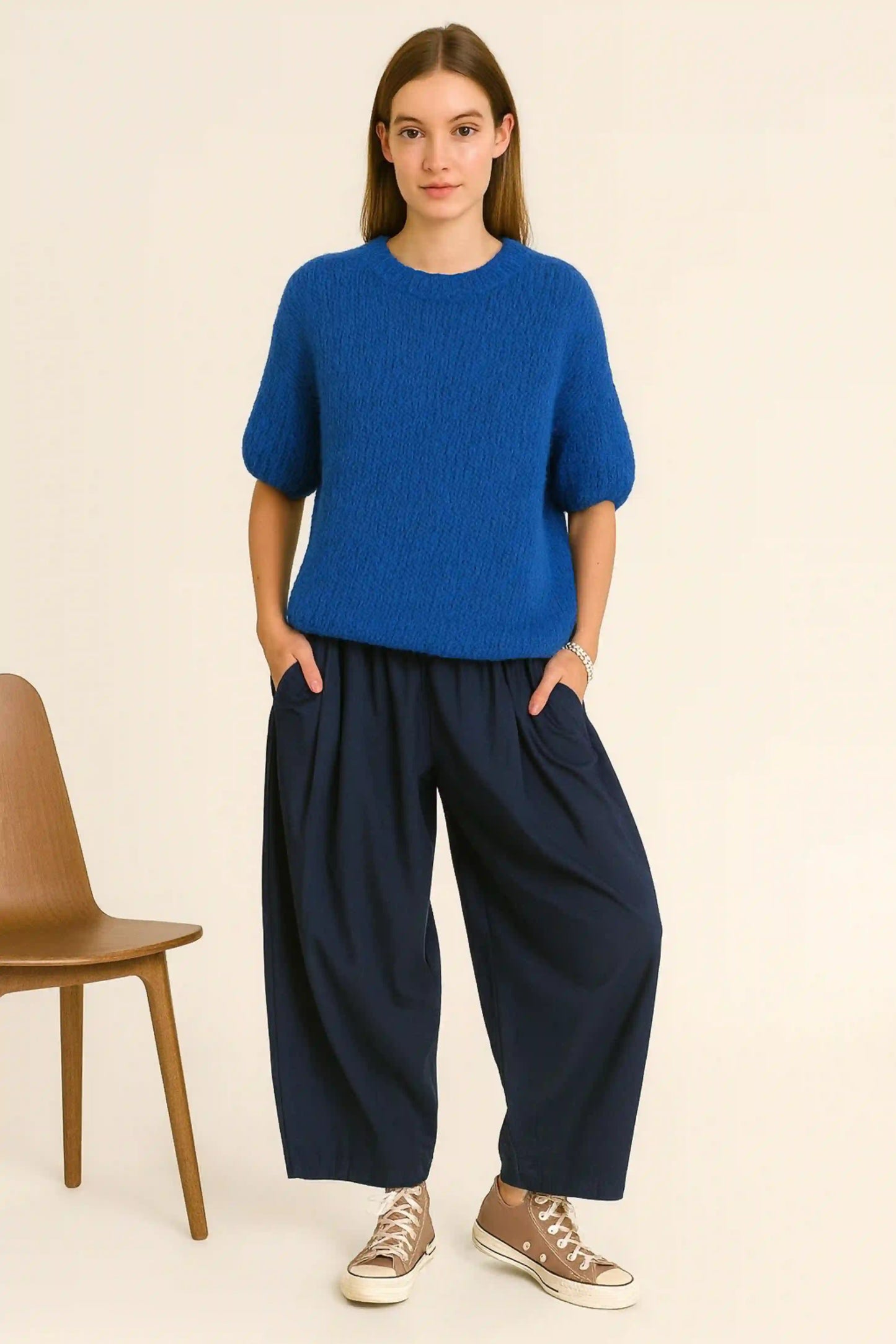 Wool Cap Sleeve Knit Top