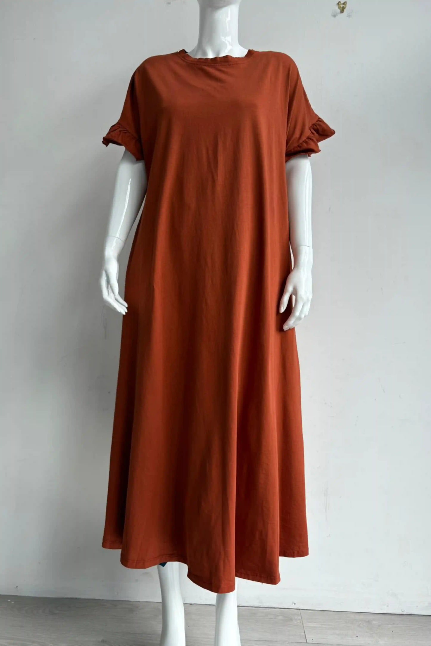 Jersey Frill Sleeve Midi Dress Lagenlook