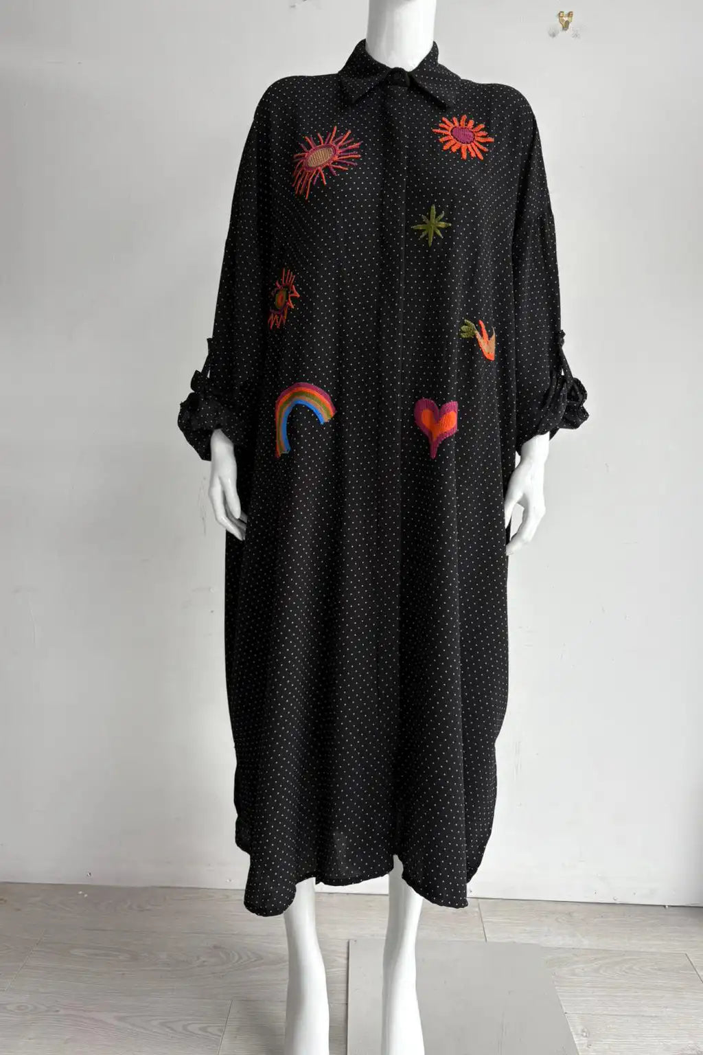 Zetaotto Embroidered Shirt Dress