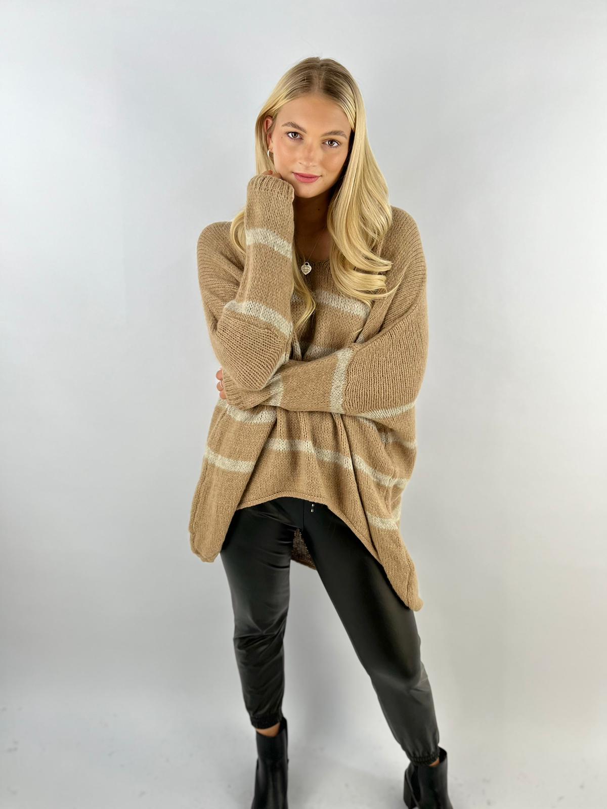 Wool Stripe Knitted Slouch Jumper