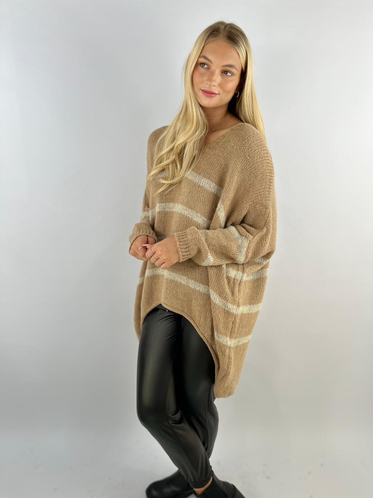 Wool Stripe Knitted Slouch Jumper