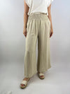 Made in Italy Linen Shirred Elasticated Palazzo Pant