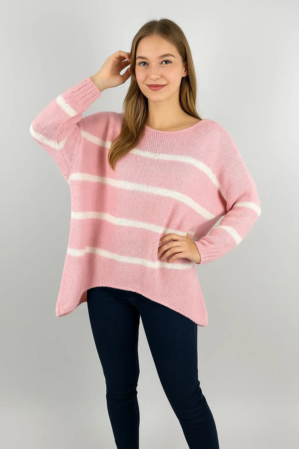 Wool Stripe Knitted Slouch Jumper