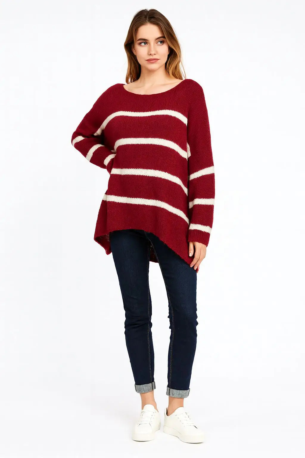 Wool Stripe Knitted Slouch Jumper