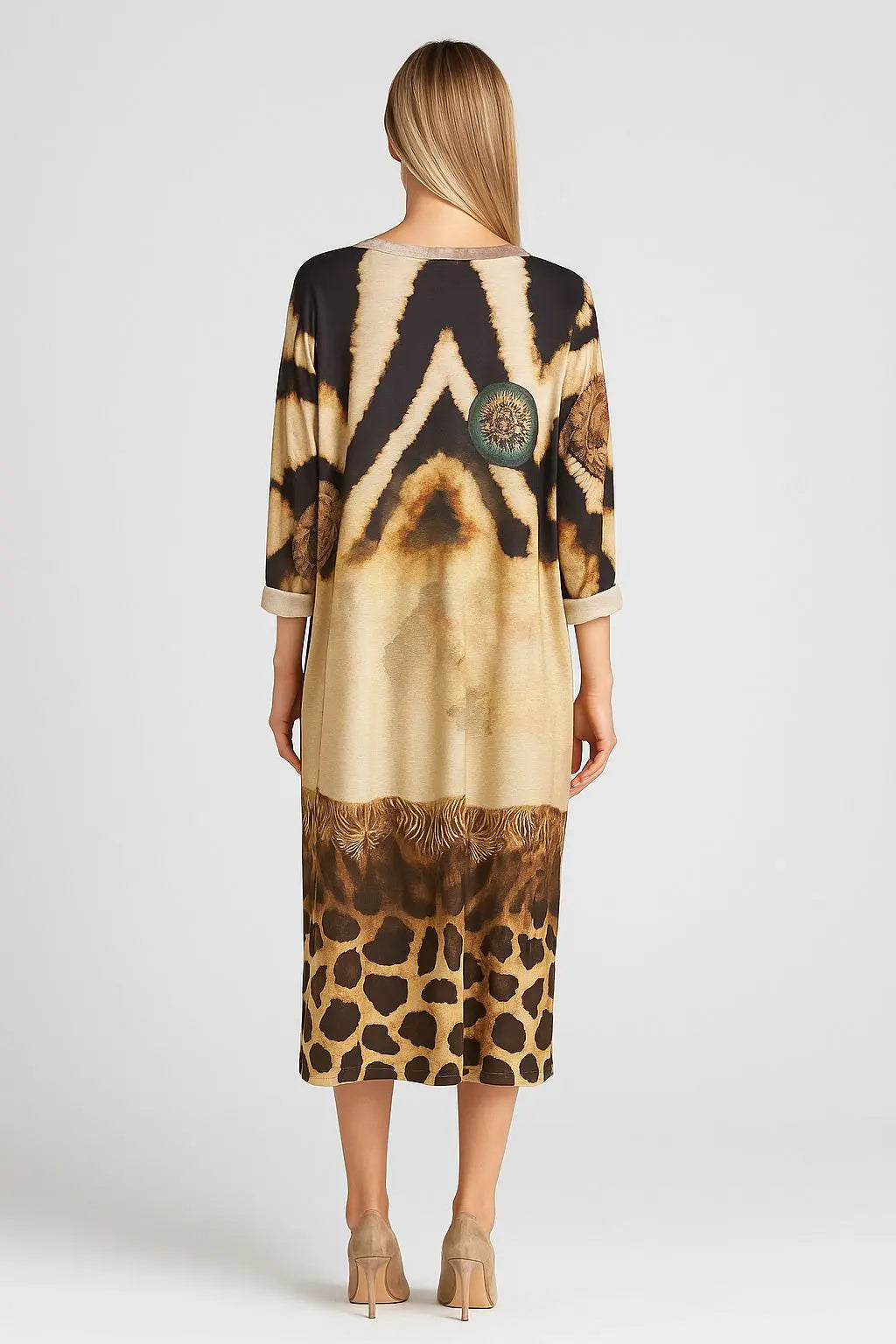 Made in Italy V Neck Printed Dress