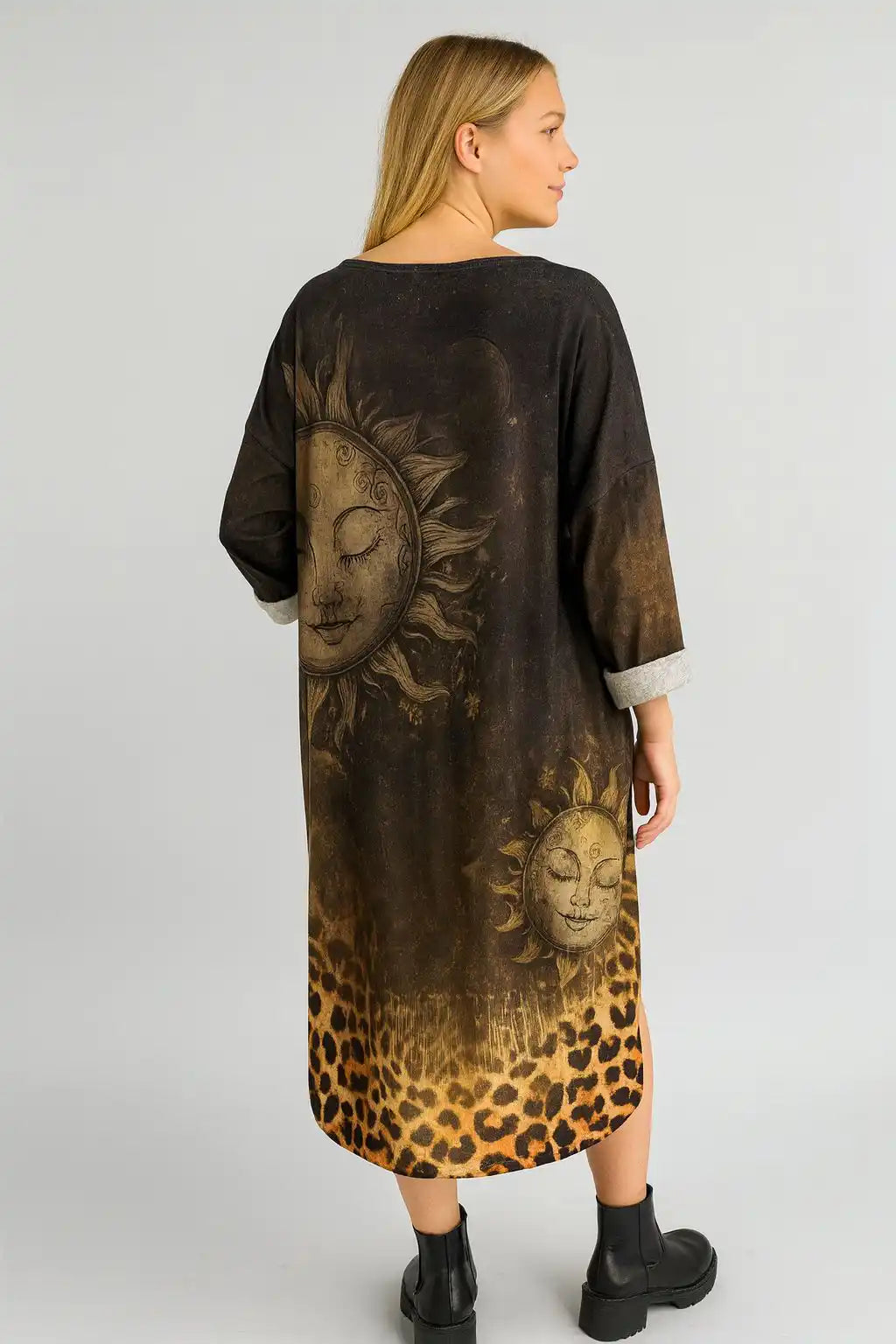 Made in Italy V Neck Printed Dress