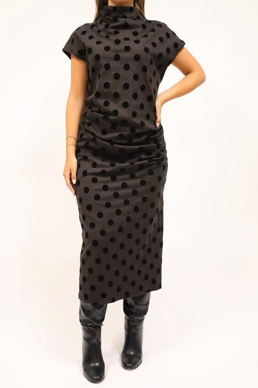 Chic Black Polka Dot Midi Dress