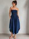 Made in Italy Shirred Elastic Bandeau Denim Jumpsuit