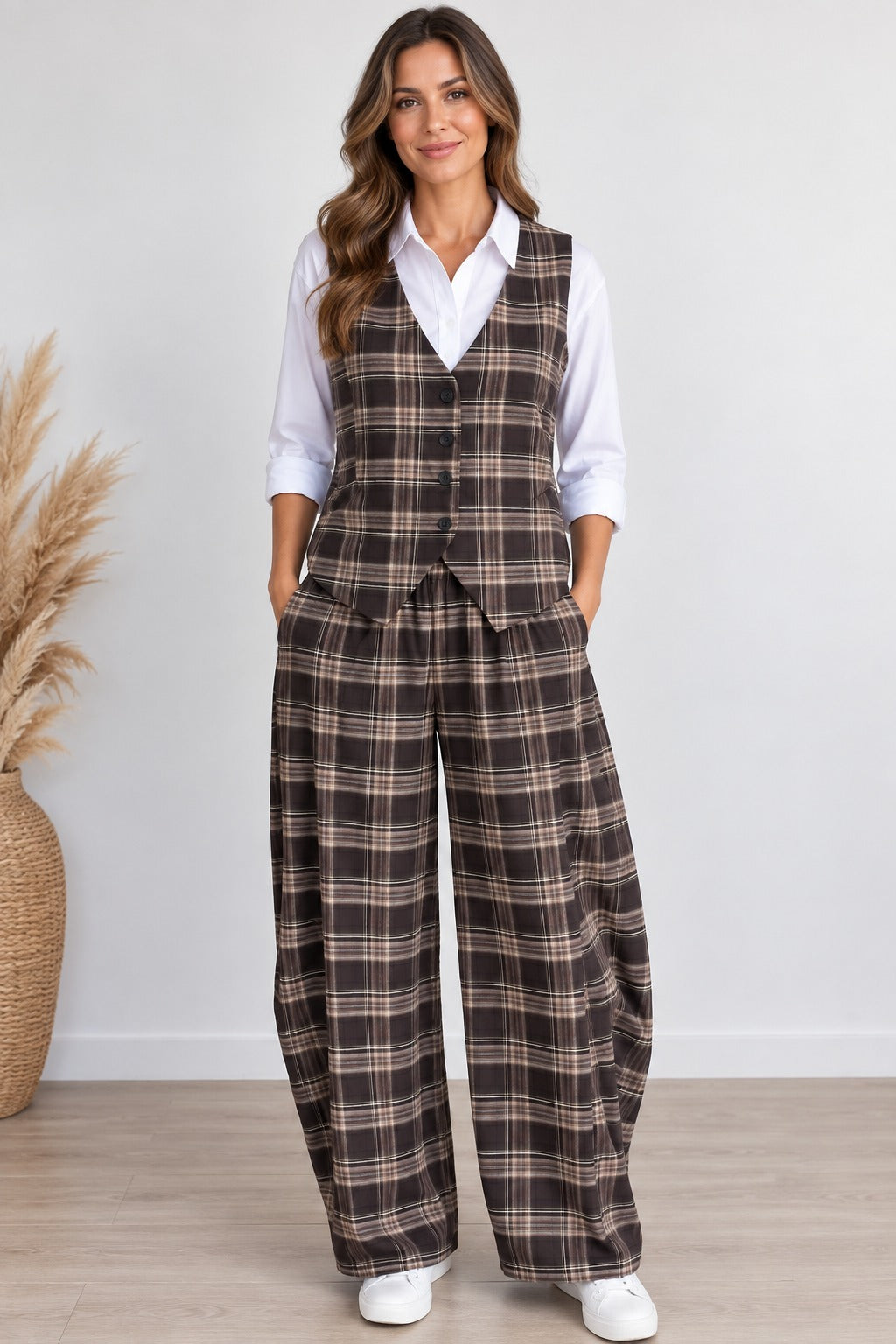 Women's Plaid Waistcoat