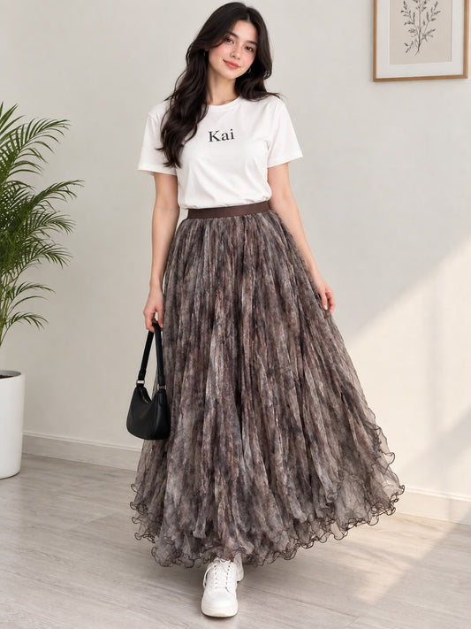 Made in Italy Printed Tulle Skirt