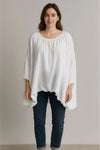 Cotton Puffball Drape Side Top Quirky