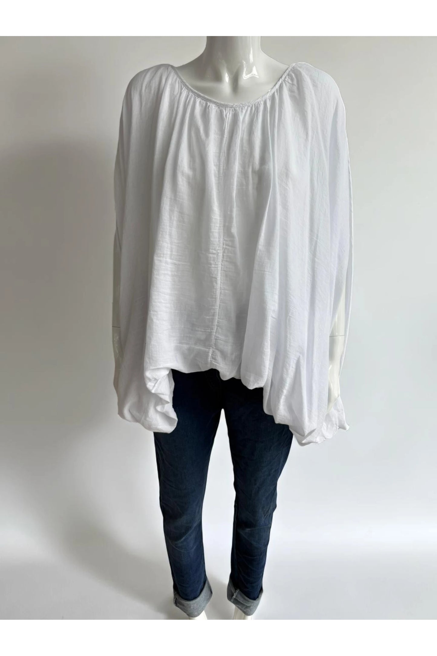 Cotton Puffball Drape Side Top Quirky