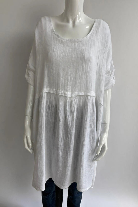 Women's Linen Blend Smock Tunic Lagenlook