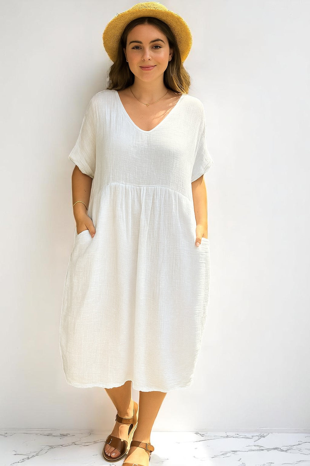 Pleated Cocoon Dress Lagenlook