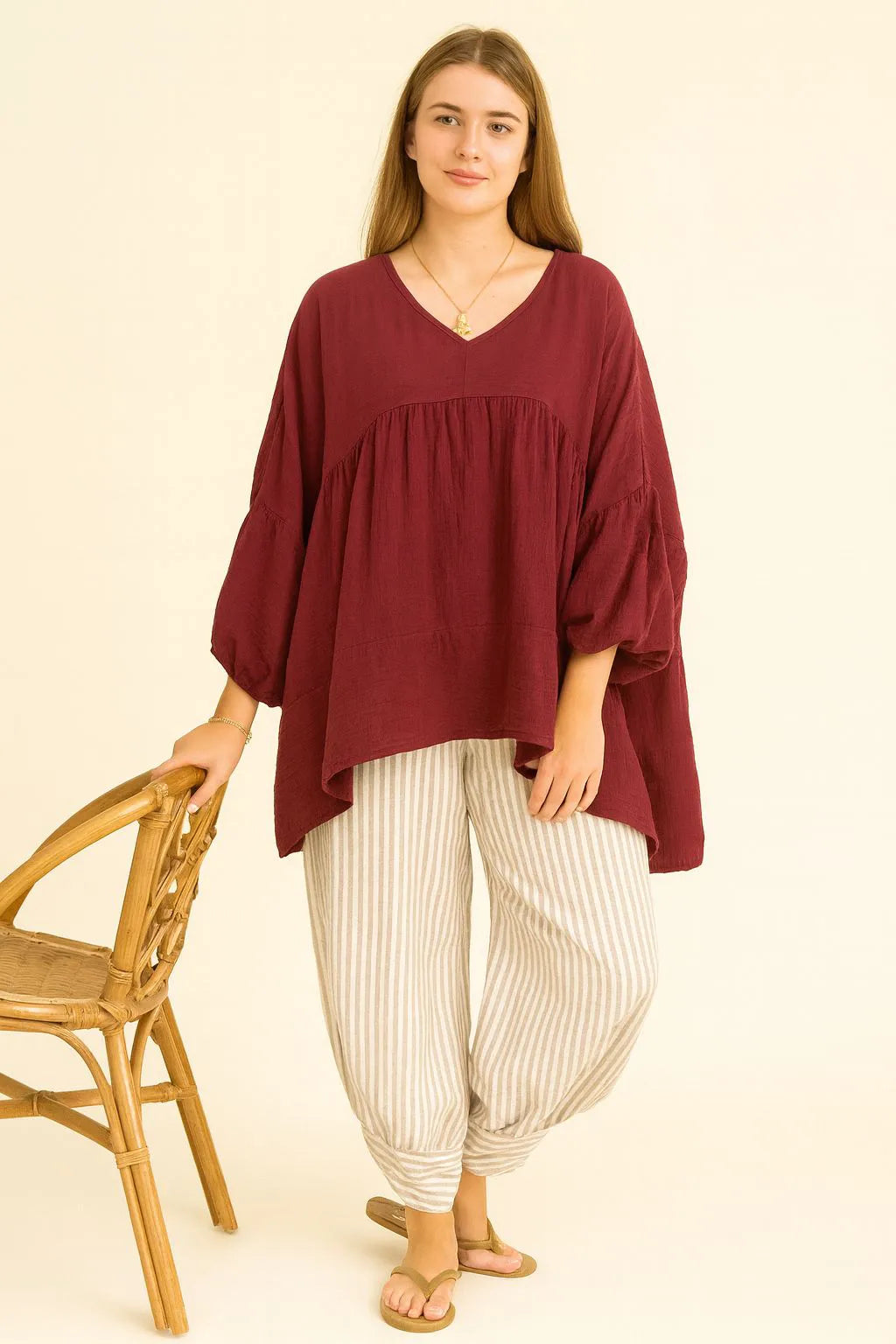 Made in Italy Cotton Smock Top