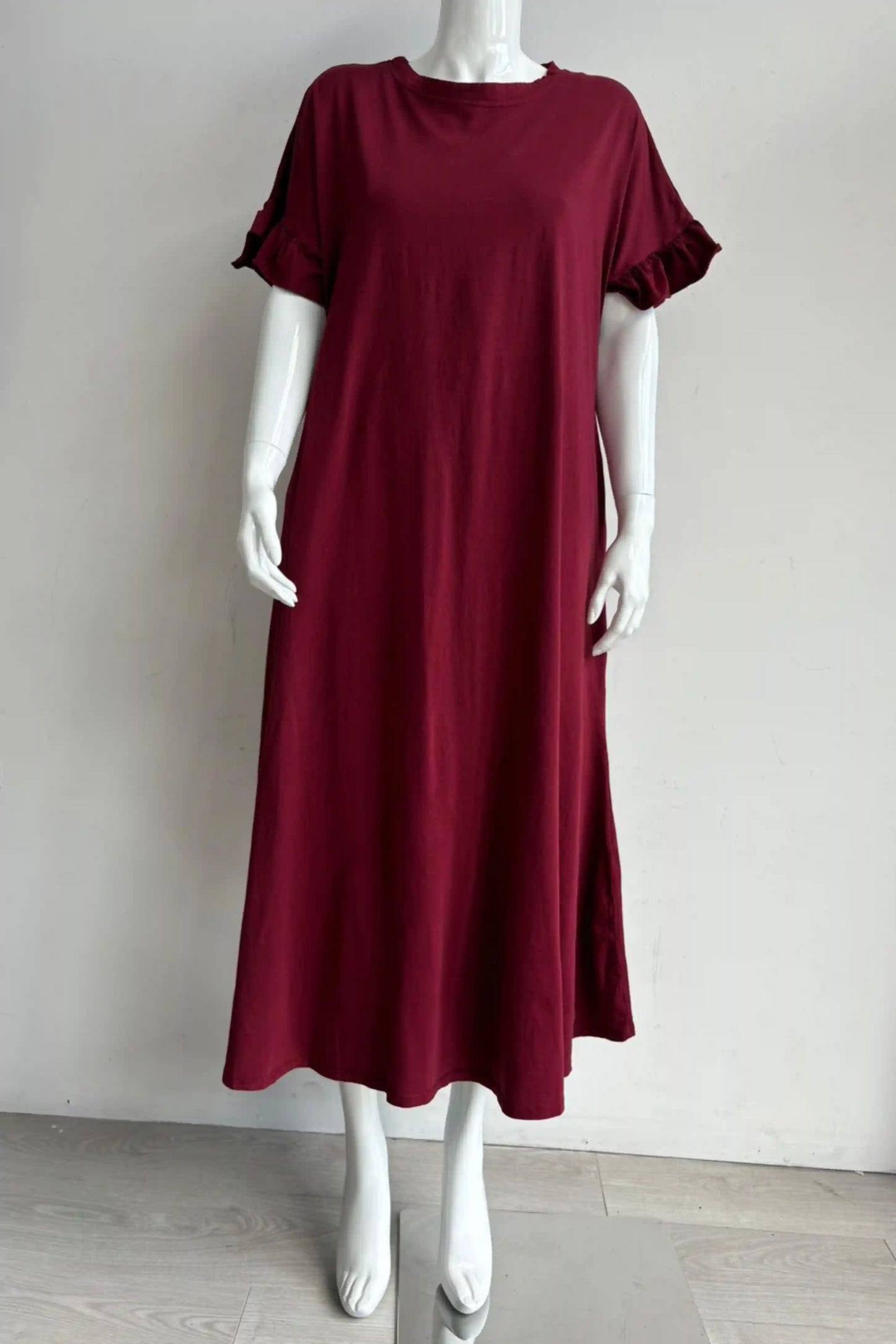 Jersey Frill Sleeve Midi Dress Lagenlook