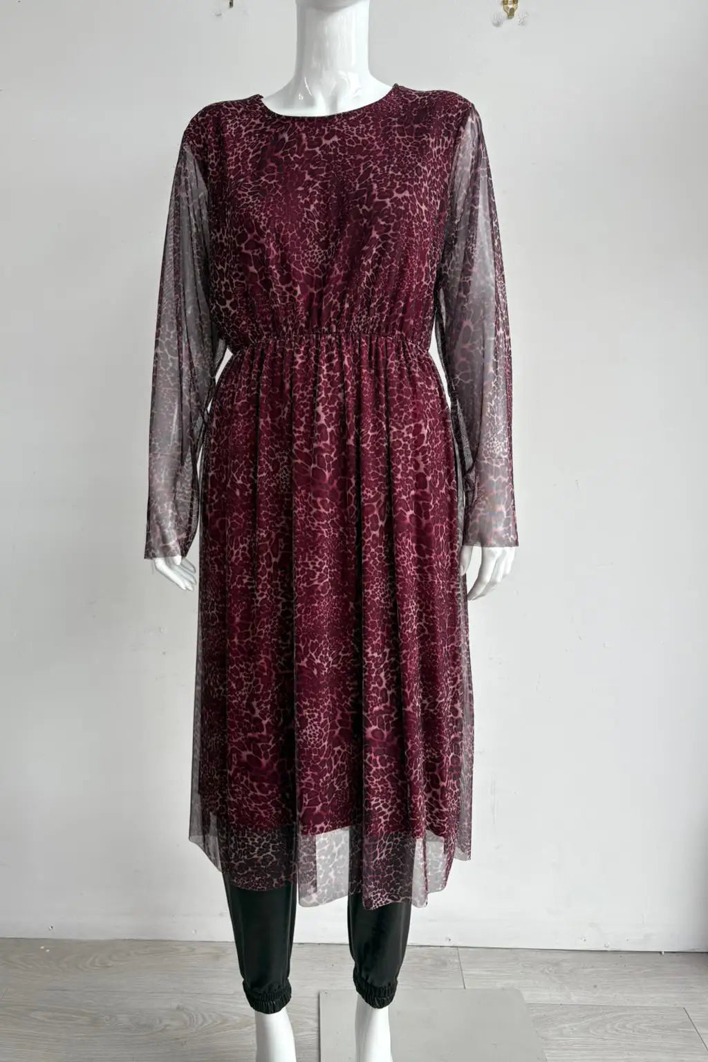 Leopard Print Stretchy Tulle Dress