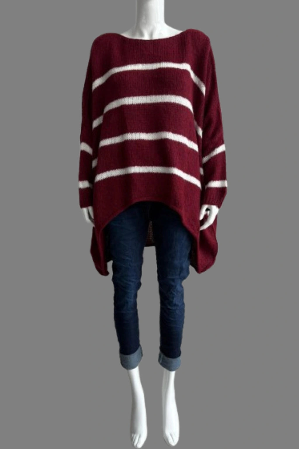 Wool Stripe Knitted Slouch Jumper