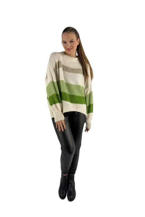 Wool Neon Strip Jumper Italian Lagenlook