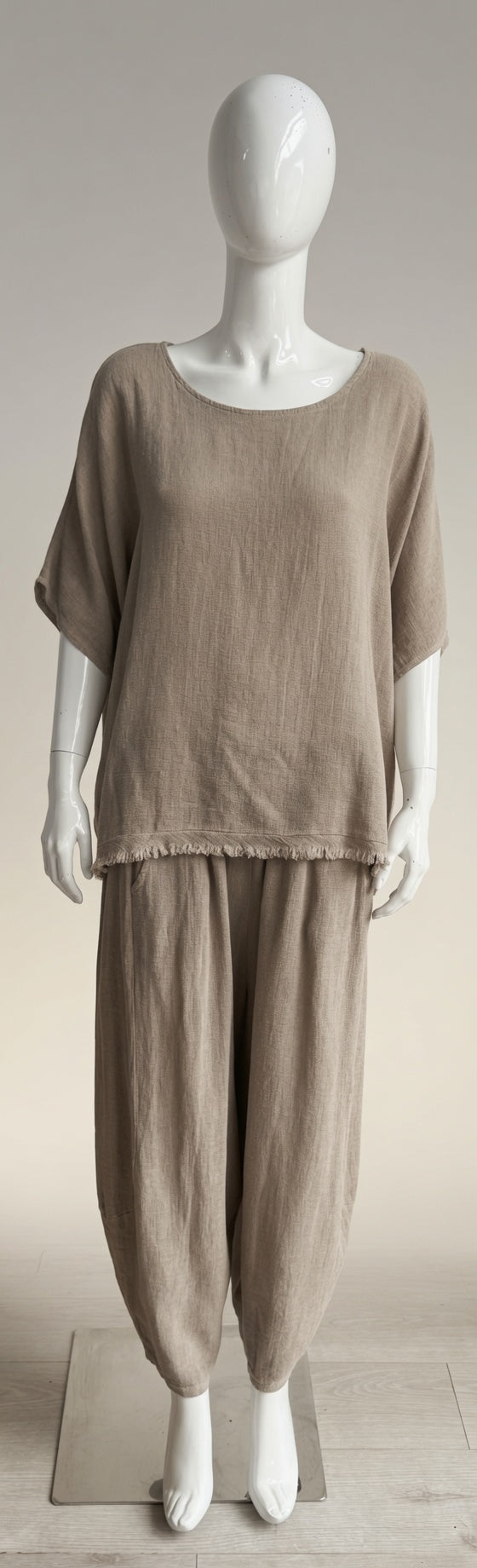 Linen Frey Hem Batwing Top