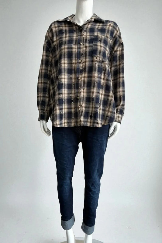 Made in Italy Distressed Check Shirt