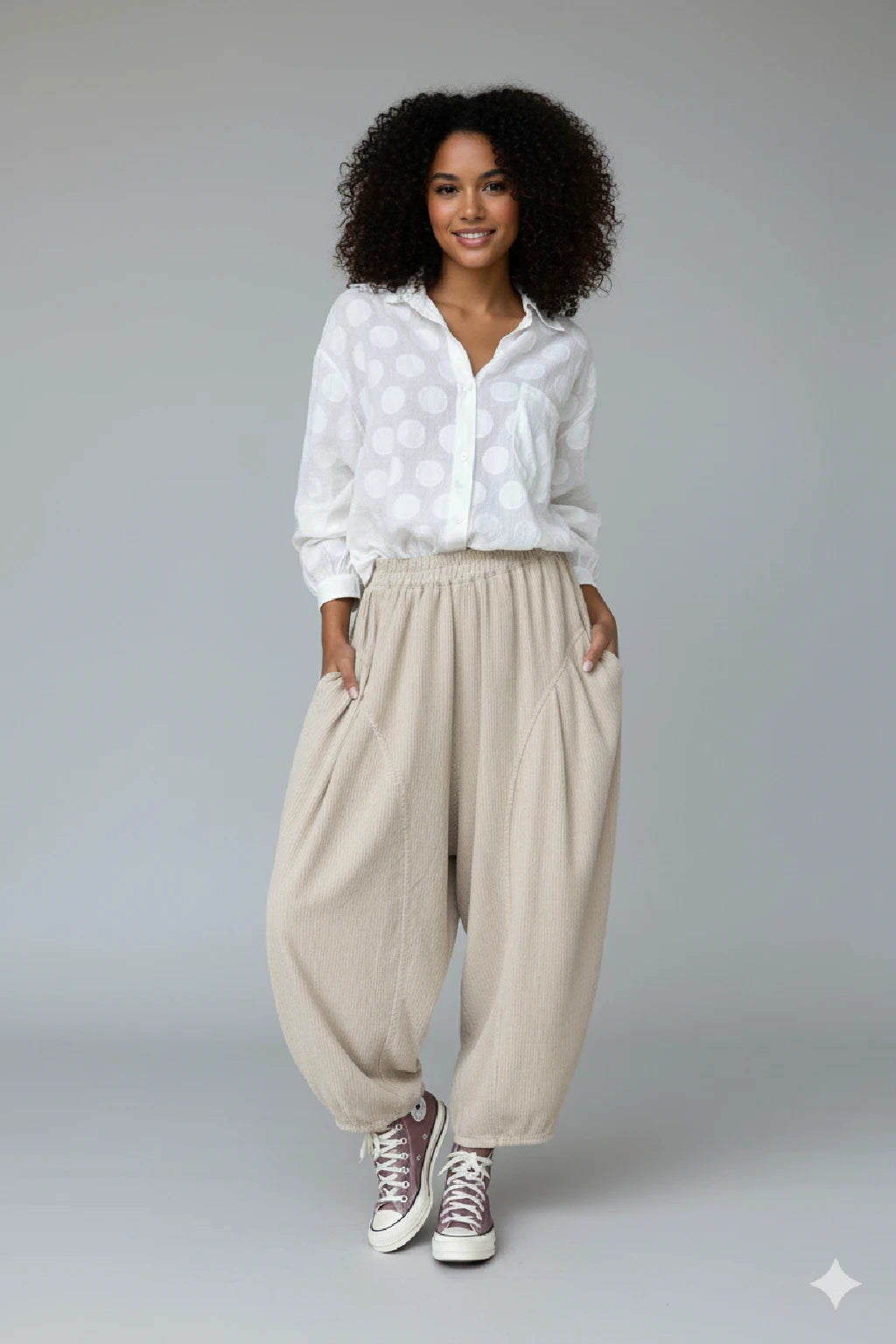 Women's Relaxed Fit Corduroy Balloon Pants