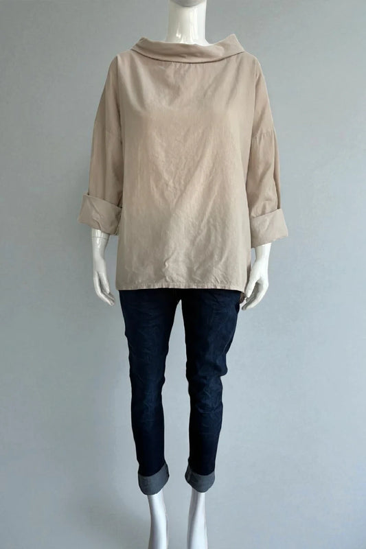 Made in Italy Corduroy Cowl Neck Top