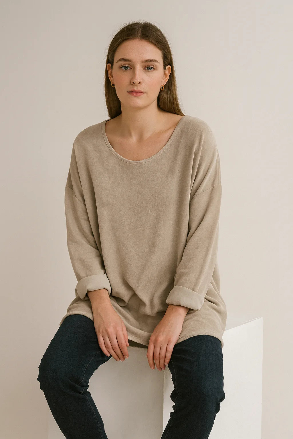 Made in Italy Terry Sweat High Low Top