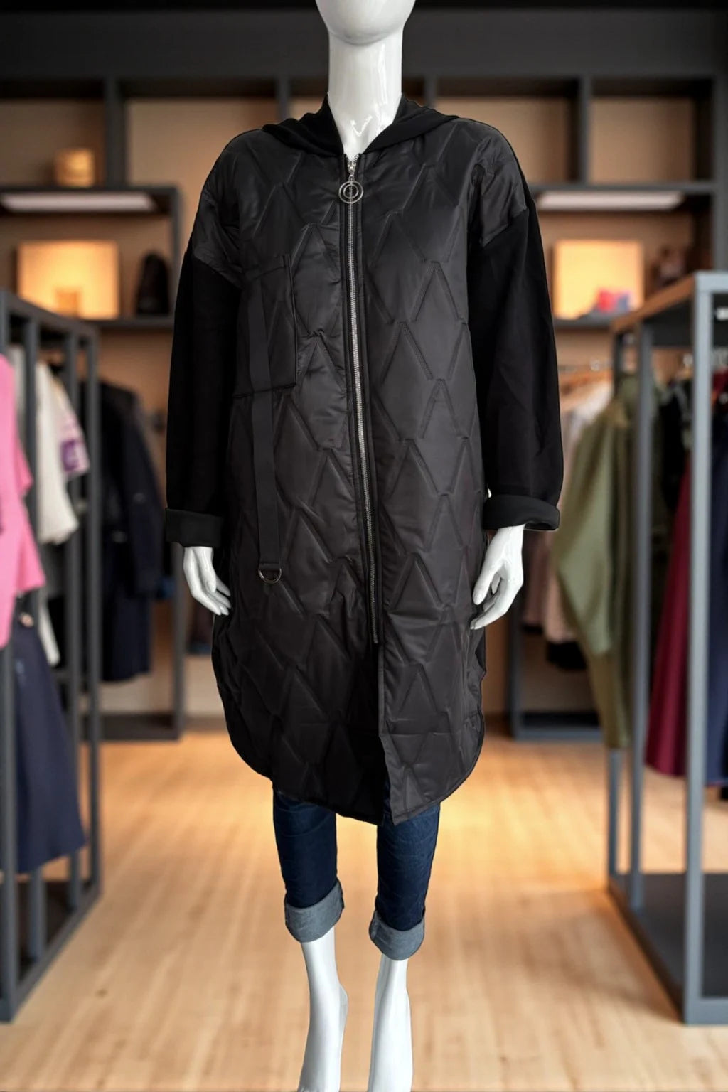 Women's Quilted Puffer Jacket with Zip Closure