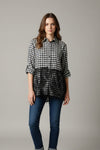 Women’s Gingham Button Down Shirt with Lace Detail
