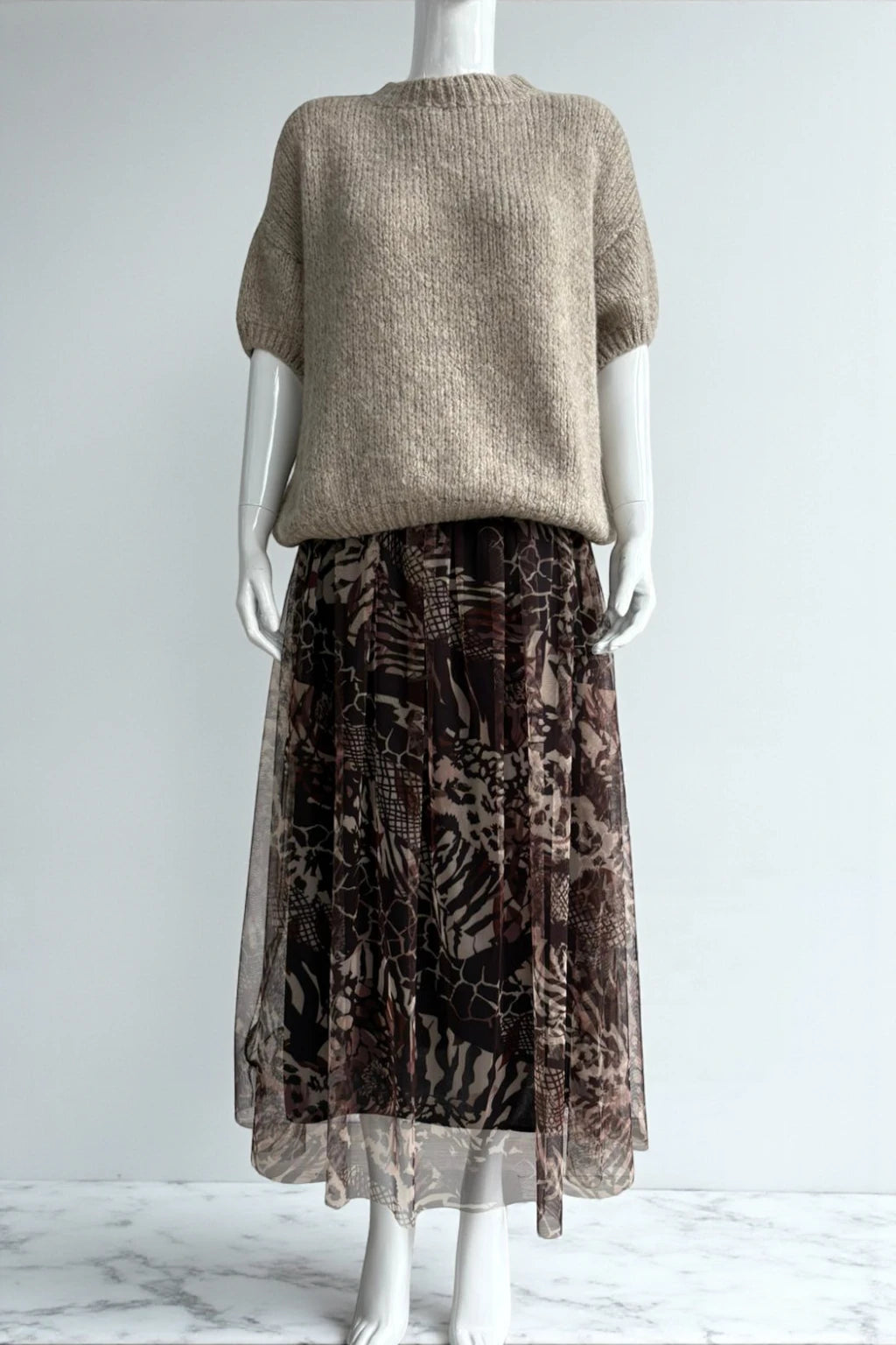 Made in Italy Tulle Printed Skirt