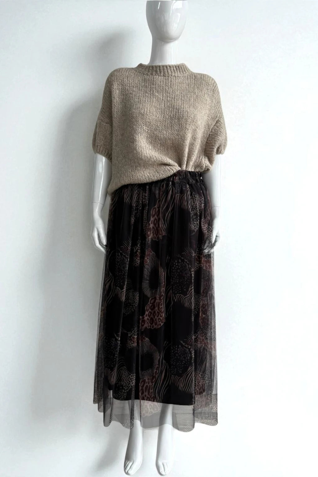 Made in Italy Tulle Printed Skirt