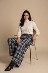 Brushed Cotton Plaid Palazzo Pants