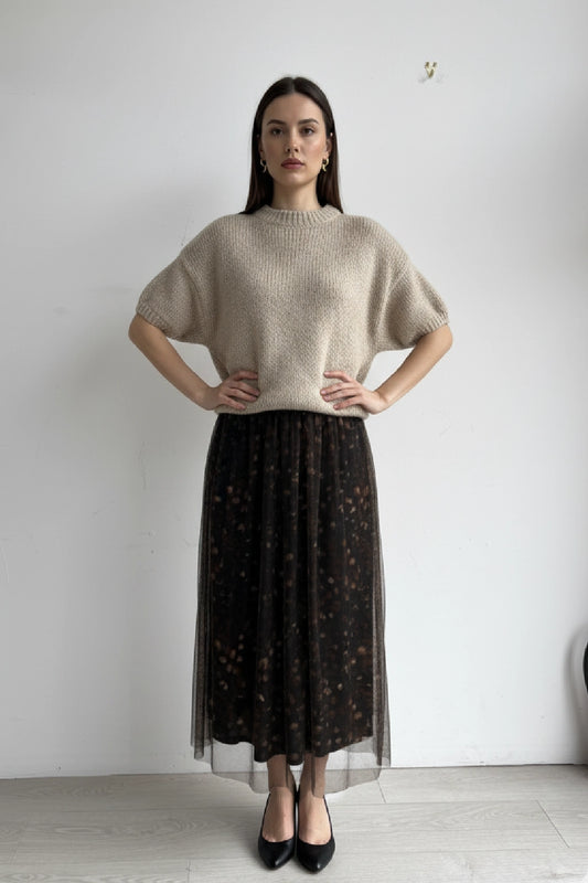 Made in Italy Tulle Printed Skirt