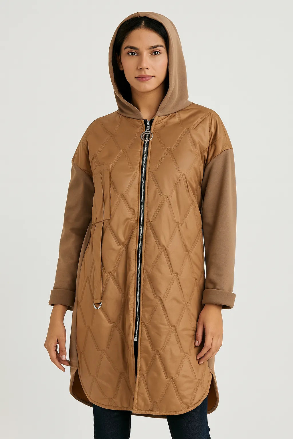 Women's Quilted Puffer Jacket with Zip Closure