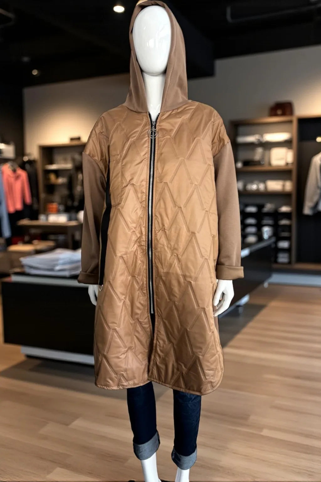 Women's Quilted Puffer Jacket with Zip Closure