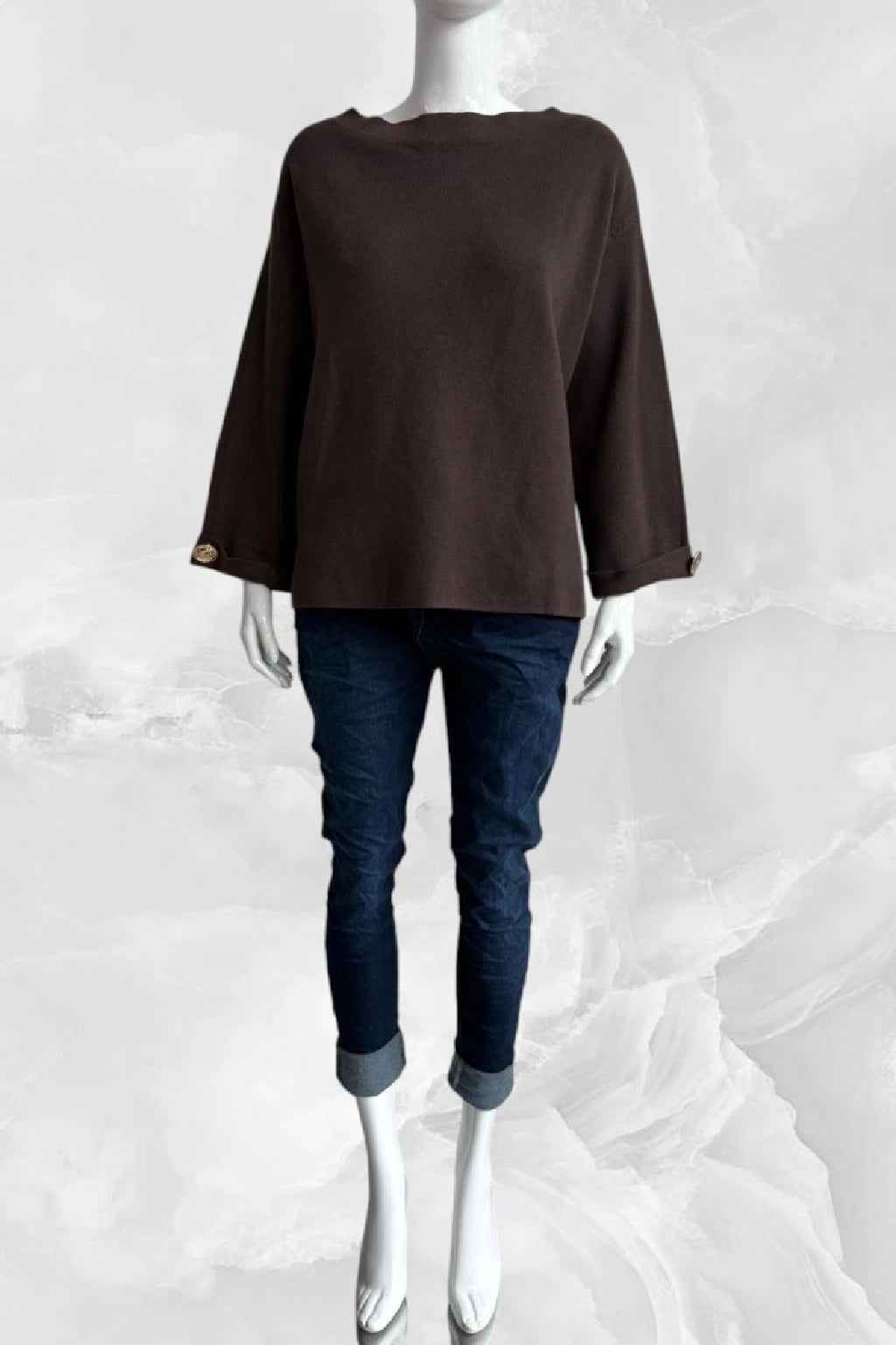 Women's Button Sleeve Soft Knit Lagenlook