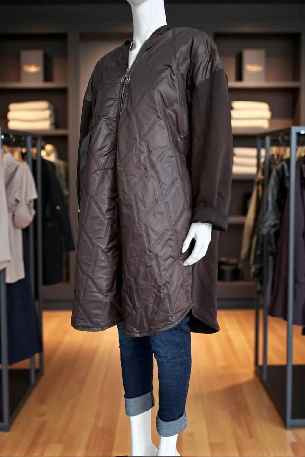 Women's Quilted Puffer Jacket with Zip Closure