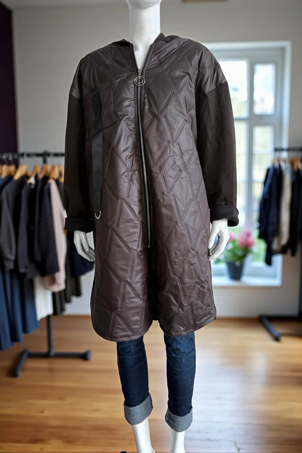 Women's Quilted Puffer Jacket with Zip Closure