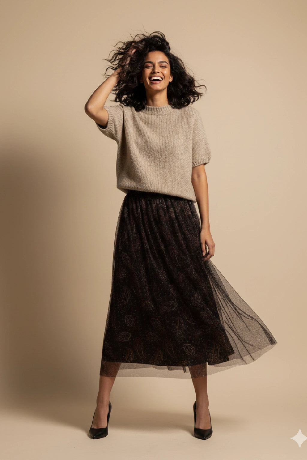 Made in Italy Tulle Printed Skirt
