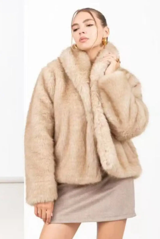 Chic Faux Fur Cropped Coat