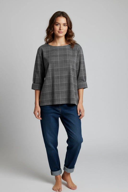 Women's Plaid 3/4 Sleeve Top