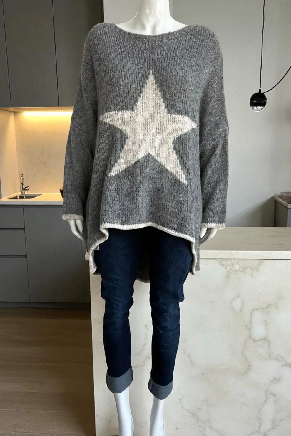 Made in Italy Wool Slouch Star Jumper