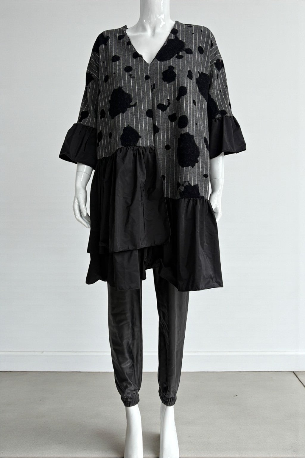 Made in Italy Stripe Abstract pattern Frill Dress