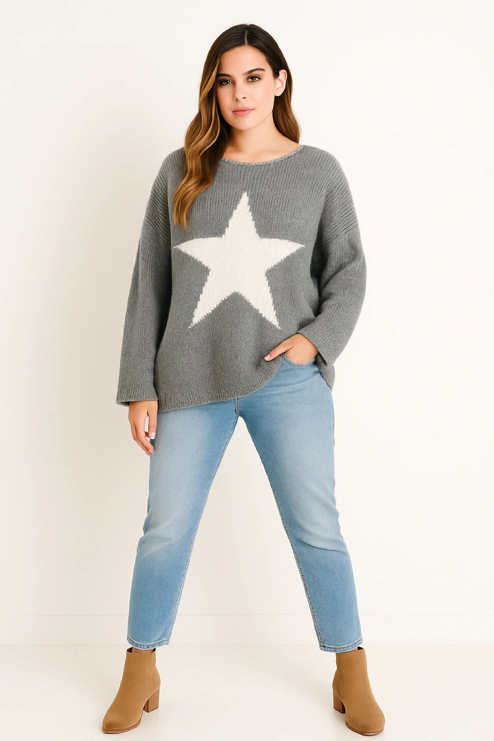 Made in Italy Wool Slouch Star Jumper
