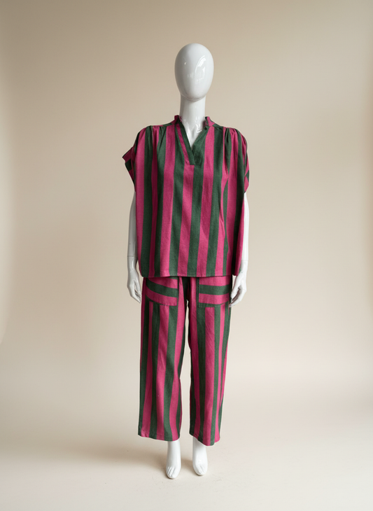 Stripe V Neck Short Sleeve Top