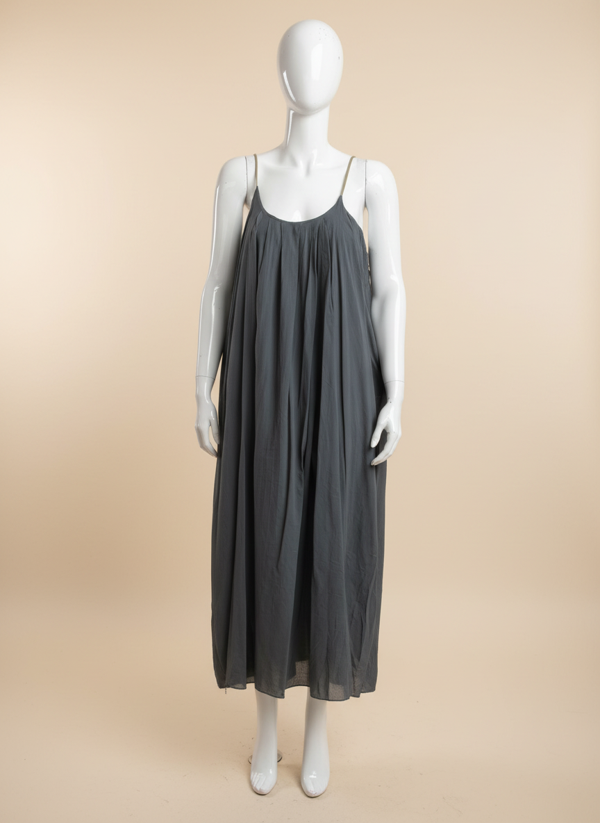 Cotton Pleat Neck Sun Dress Lagenlook